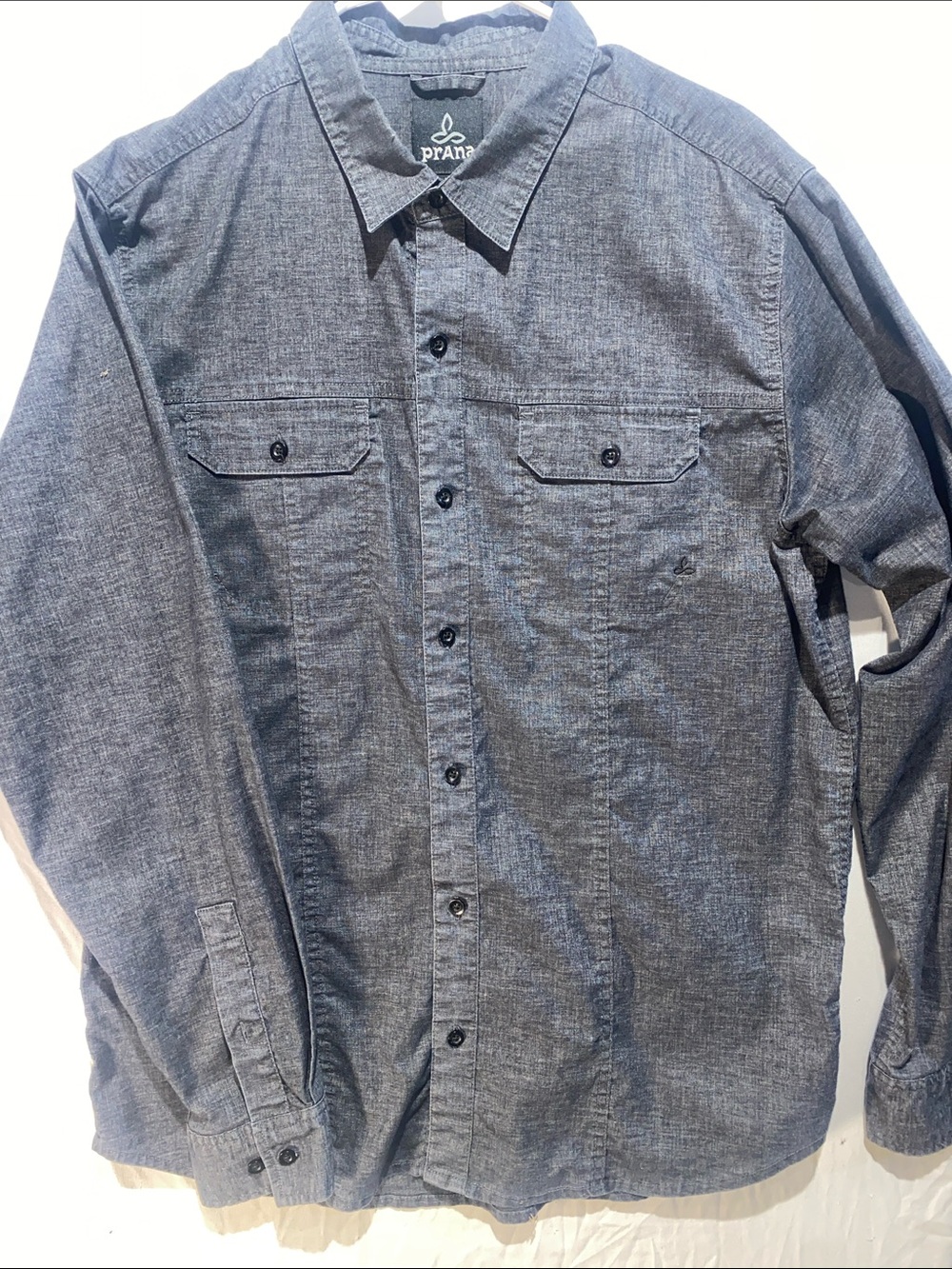 Prana Men's Button-Down Shirt in Heathered Blue-Gray